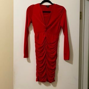 Guess Red Slinky Ruched Dress